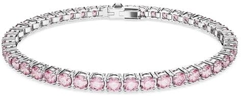 Swarovski Matrix Tennis, Rhodiniertes Damenarmband mit Strahlenden, Violett-Rosafarbenen Swarovski Kristallen