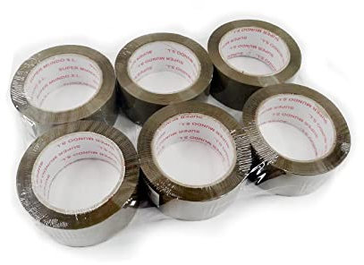 Super Mundo - Cinta embalar marron, 6 Rollos, 48MMx100M, cinta adhesiva marron, Ideal para paquetes y cajas (48mmx100m,Marrón,6R)