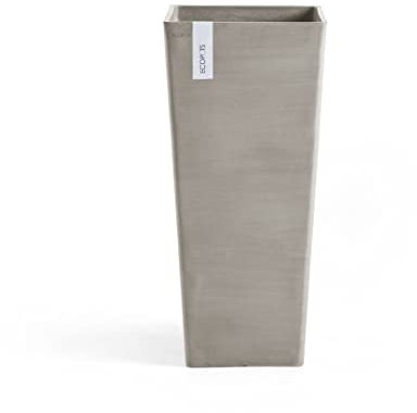 Ecopots Blumentopf Rotterdam Braun Grau (Taupe) - 32 x 32 cm, 70 cm extra hoch - quadratisch groß - Pflanzentopf aus Recycling Kunststoff - Übertopf modern für Indoor und Outdoor