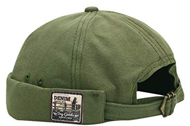 QingHUImao Cap Herren Mütze Hochwertige Sanfte Baumwolle Seemannsmütze Hafenmütze Herrenmütze Bikercap Hat Ohne Schirm Rollmütze Seemannskappe Wandermütze Kopfumfang (Green #1, One Size)