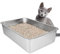 IKITCHEN Stainless Steel Cat Litter Box, Large Metal Litter Pan for Cats Rabbits, Never Absorbs Odors,Stain Free, Rustproof, Non Stick Smooth Surface, Anti-slip Rubber Bottom, 19.5L x 13.5W x 4H