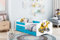 Happy Babies MOBI - Kinderbett mit Matratze 160x80 Bett für kleine Kinder mit Schubladen und Rausfallschutz Kinderzimmer Einbett Blau Aufkleber mit Bagger