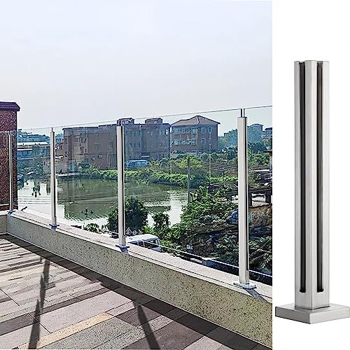 Poste para barandilla vidrio/ pasamano escalera Cubierta de Balcón Poste de Barandilla de Cristal, Acero Inoxidable 304 Pilar de Barandilla de Valla para Interior y Exterior / Escalera / Piscinas / Ja
