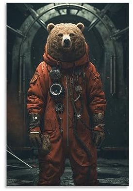 FOCCAR Starker Bär Leinwand Wandkunst Retro Mysterious Space Tier Film Poster Wanddekoration Malerei Kunst für Zuhause Zimmer Kunstwerk