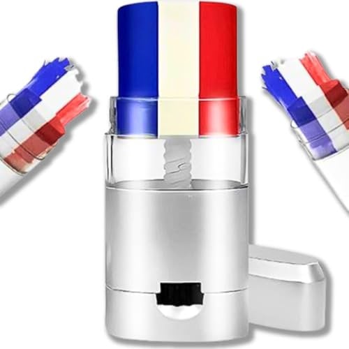Stick Maquillage Bleu Blanc Rouge | Drapeau France | Couleur tricolore | Football | Euro 2024 | JO 2024 | Coupe du monde Rugby Foot | Accessoires Maquillage bleu blanc rouge | kit supporter France