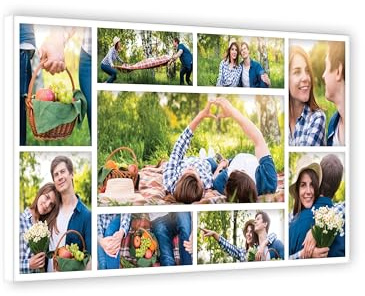 MAX SOLUTIONS Customised Collage Canvas Wall Art Home Decor Personalised Gifts Multi Photo Custom Print Family Portrait Anniversary Keepsake (16''x30'', Design 6)