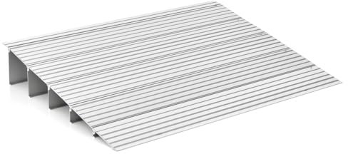 COSTWAY Door Threshold Ramp, 3”/4”/5” Rise Aluminum Threshold Ramps with Adjustable Flap & Non-slip Surface, 317KG Load Capacity Entry Ramp for Wheelchair Scooters (5”, 87 x 67 x 13cm)