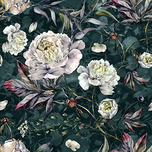 ReWallpaper Selbstklebende Tapete Blumen Grün Vintage Klebefolie Möbel Muster Blätter Möbelfolie Selbstklebend Weiße für Schrank 44.5cm X 3m Schlafzimmer