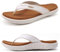 KuaiLu Blanc Kaki Tongs Femmes Sandales en Cuir de Mode été Avec Support de Orthopédique Tongs de Plage et Claquettes de Piscine Taille 37EU