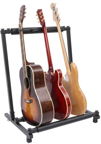 3-Fach Gitarrenständer 5-Fach Gitarrenstativ 9-Fach Gitarrenhalter Faltbar mit Rollen Guitar Stand Multi-gitarren-rack für Akustikgitarre Klassik Gitarre Akustikbass E-Gitarre Bass (62.5*47*73cm)