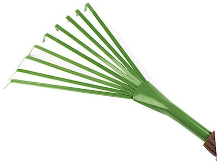 Gartenrechen Grün mit 9 Zinken aus Eisen für Garten und Hof