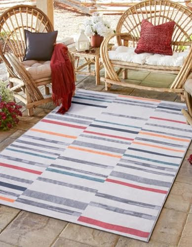 MY-RUG Outdoor Teppich wetterfest Balkon Terrasse Garten Liran 160x230cm, Maschinen waschbar bis 30Grad, Abstraktes modernes Boho Ethno Muster Design