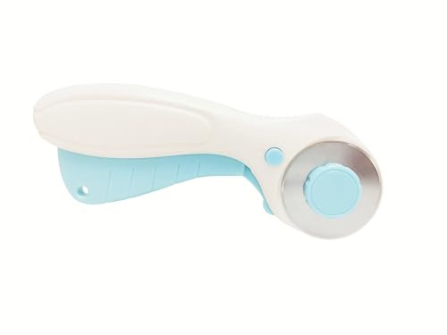 Crafts&Co® Rollschneider mit 3 Klingen | Rollmesser, Papierschneider Rechts- und Linkshänder | Cutter für Stoff, Jeans, Watte, Vinyl, Leder, Papier und Karton | Hobby-Messer, DIY | Weiß/Blau