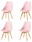 EGGREE Pack 4 Sillas de Comedor Sillas Cocina Nordica con Asiento Tapizado de Cuero PU y Patas de Haya, Morandi Rosa