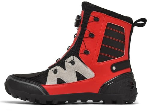 Stivali da Moto da Uomo, Comodi Stivali da Moto da Cross Traspiranti, Stivali da Motocross, Suola in Gomma Antiscivolo, Scarpe da Moto protettive,Rosso,45