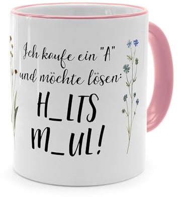 printplanet® - Tasse mit Spruch „Halts Maul“ - Sprüchetasse, Kaffeebecher, Kaffeetasse mit Spruch - Farbe Pink