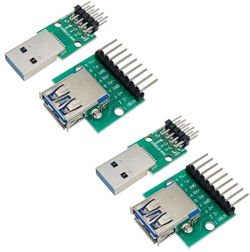 PENGLIN Pack of 4 USB 3.0 Male and Female to DIP Converter Board with 9 Pin and 10 Pin 2.54 mm Pitch Adapter, USB 3.0 Type A Male and Female Breakout Board for DIY USB Power Supply