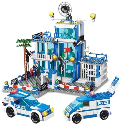 Tirff Commissariat de Police de la Ville Ensembles de Construction, 570 pièces de Police de la Ville, Kit de Briques de Construction, Cadeau pour Garçons de 6 à 12 Ans