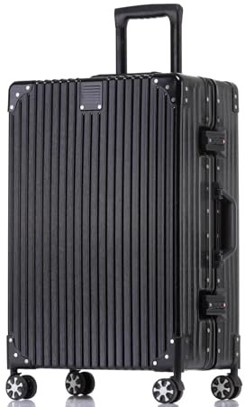 Aoliwei Koffer Handgepäck · Schwarz · Alu-Rahmen · Hartschalen in Polycarbonat · Trolley Reisegepäck · Reisekoffer mit 4 Doppelräder · TSA Zahlenschloss · L-68cm