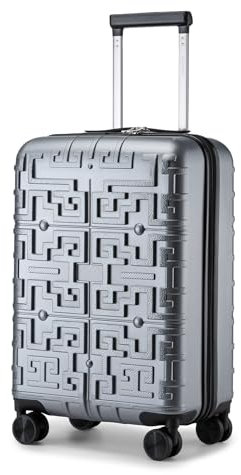 Supercase Koffer Reisekoffer Trolley Handgepäck mit TSA PP Hartschalenkoffer 4 Spinner Rollen Rollkoffer Silber 55x 35x 23cm
