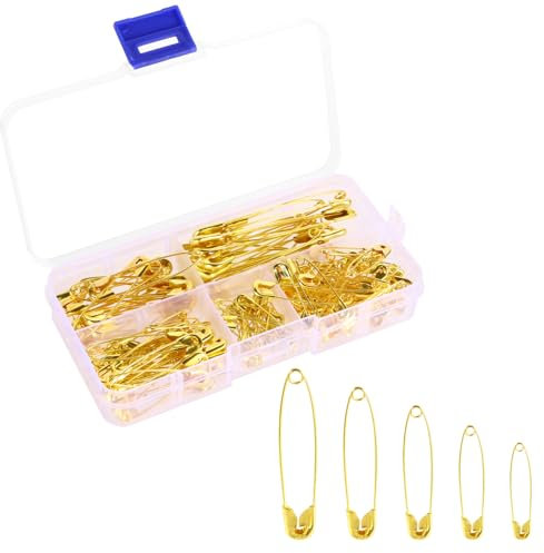 Aruicheng Sicherheitsnadeln 5 Verschiedenen Größen Sicherheitsnadel Groß Klein Sicherheitsnadeln Rostbeständig Safety Pins für Kleidung Nähen Basteln Schmuckherstellung 150 Stück