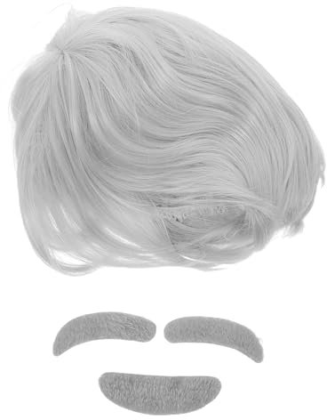 TOGEVAL 1 Set Perücke Bart Dress Up Old Man Kostüm Für Cosplay Old Person Kostüm Weiße Haare Perücke Old Man Perücke Weiß Cosplay Perücke Opa Kostüm Professor Kostüm Old People Perücke