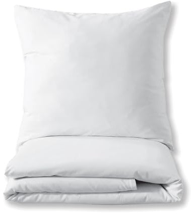 Luxuriöses Bettset aus Mako-Satin 100% Baumwolle 135x200 155x220 200x200 200x220, Größe:155 x 220 cm, Farbe :Weiß