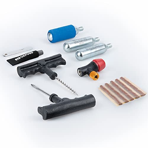 Oxford CO2 Tubeless Tyre Puncture Repair Kit, Emergency Kit for Tubeless Tyre Puncture Repair Kit for Motorcycle, Motorbike Emergency Tyre Repair Kit, Emergency Tool Kit for bicycle Carry Pouch