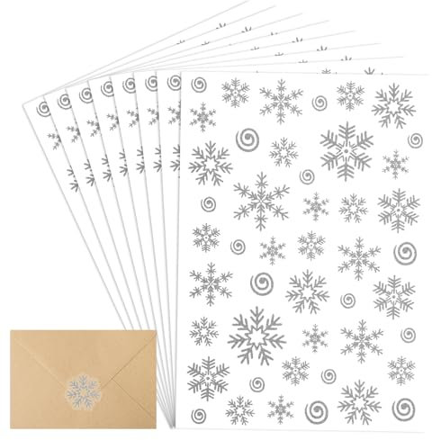 Weihnachtsaufkleber Schneeflocke Aufkleber, Weihnachtssticker Schneeflocke Etiketten, Selbstklebend Anhänger Aufkleber, Frohe Weihnachten Geschenkaufkleber Klebeetiketten Weihnachtsdeko (Silber)