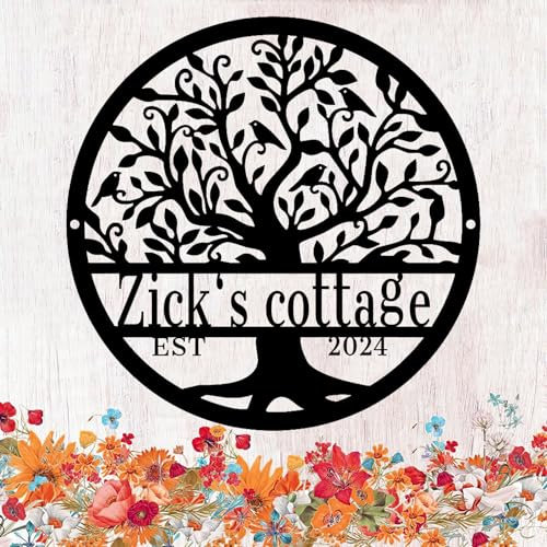 SJZUISL Panneaux en métal personnalisés, Panneau en métal personnalisé avec nom de Famille décoration Murale, Cadeau de Pendaison de crémaillère, entrées extérieures, Portes, Maisons, Jardins