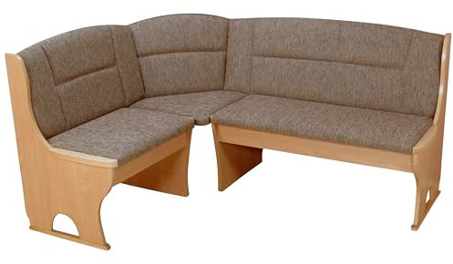 moebel direkt online Eckbank 125x165 cm Truheneckbank Buche-Nachbildung/Cappuccino