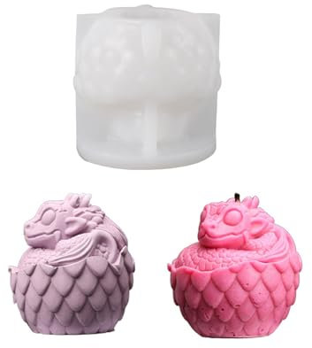 Xidmold Baby Dinosaurier Drache Kerzenform, Halb Geschlüpfte Dinosaurier Ei Silikonform für Fondant, Schokolade, Sojawachs Kerzen, Seife, Epoxidharz, Gips, Beton, Handwerk