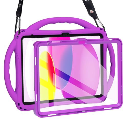 TOPESCT Funda infantil para iPad A16 de 11ª/10ª generación (2025/2022) de 11 pulgadas/11.9 pulgadas, hecha de silicona apta para niños, con protector de pantalla integrado, funda con mango a prueba de