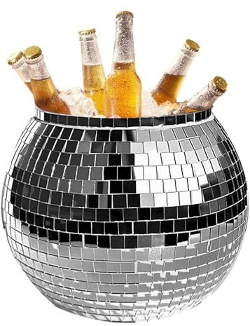 Eiseimer für Champagner, Eiswürfel mit Discokugel, moderner -Aufbewahrungsbehälter, 3 l, Getränkebehälter mit Discokugel, Getränkewanne für Partys