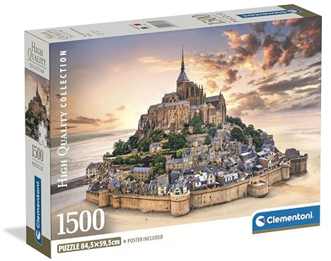 Clementoni Puzzle Collection - The Mont Saint-Michel Rising 1500 Stücke, Compact Box - Puzzle für Erwachsene 14-99 Jahre, Geschenk für Mann und Frau, France, Made in Italy, 31730