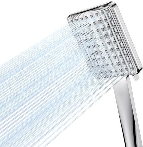 VOXON Shower Head, High Pressure Shower Heads with 6 Spray Modes, Power Water Saving ShowerHead, Universal Square Shower Head, Handheld Large Rain Shower Heads for Low Water Pressure, Silver