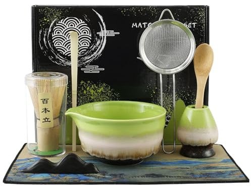 8Pcs Matcha Whisk Set Elegant Matcha Tea Set with Strainer Tea Rattle Stand Matcha Bowl Thoughtful Nozzle Design Easy to Wash Matcha Making Kit Suitable for Matcha Lovers