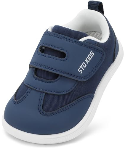 STQ KIDS Barefoot Deportivas Niño Zapatillas Calzado Respetuoso Bebe Descalzo con Caída Cero Primeros Pasos para Correr Caminar Jugar Azul Marino 24 EU