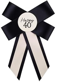 PartyDeco Elegante Rosette zum 40. Geburtstag, cremefarben und schwarz, stilvolles Accessoire für Feiern und Andenken, Einheitsgröße, Kunststoff, One Size, Kunststoff