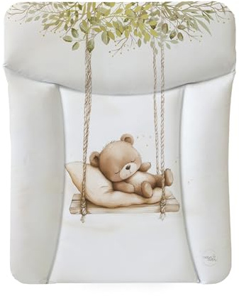 Ceba Baby® Fasciatoio Materassino - Fasciatoio neonato morbido - Cuscino Fasciatoio Lavabile per bambine e bambini - certificato Öko-Tex - impermeabile - 70x50 cm Orsetto sull’altalena