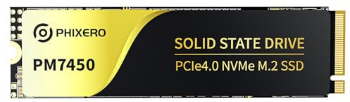 PHIXERO PM7450 SSD NVMe de 2 TB, PCIe Gen4x4, M.2 2280, SSD Interno para Gaming con velocidades de Lectura de hasta 7450 MB/s, QLC.