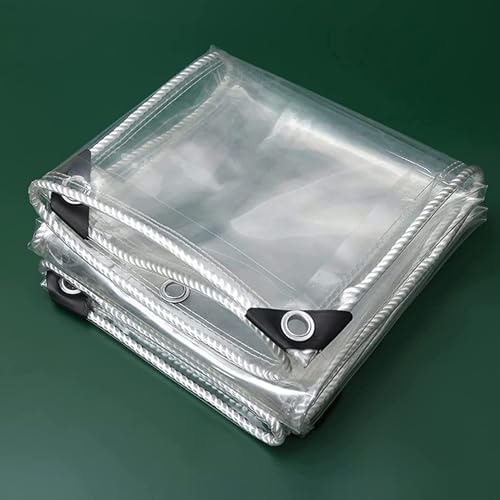 Clear Tarpaulin Sheet Cover Glass Transparent Waterproof Tarp Plastic Sheeting Heavy Duty Rainproof Canopy Tent for Furniture Camping Garden(3x4m)