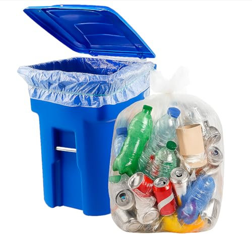 10 x Clear Heavy Duty Compactor Sacks 120L – 22x33x47 Inch Large Strong Recycled Refuse Sacks | Transparent Bin Liners Bags for Industrial, Commercial & Domestic Waste