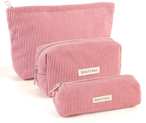 Kosmetiktasche Damen 3 Stück Kulturbeutel Damen mit Reißverschluss, Make Up Tasche Kulturtasche für Reisen, Schminke Pflege Organizer für Frauen (A)