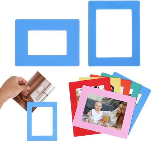 Magnetic Picture Frames for Refrigerator, 12-Pack Magnet Photo Frame for Fridge Holds 3.5x5 2x3.3 Inch Photos for Home Office School Lock Storage