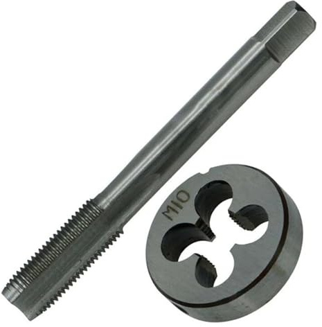 hcaioz 2 pezzi ad alta velocità M10X1.25 scanalatura dritta macchina maschi mano destra tubo acciaio rapido maschio e filiera utensili manuali for uso domestico adx.