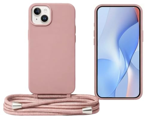 leruiyezs Funda con Cuerda para iPhone 13 Silicona Líquida Suave con Cordón Ajustable Tipo Collar Protección Antigolpes con Forro de Microfibra Uso Diario Funda for iPhone 14 con Cuerda
