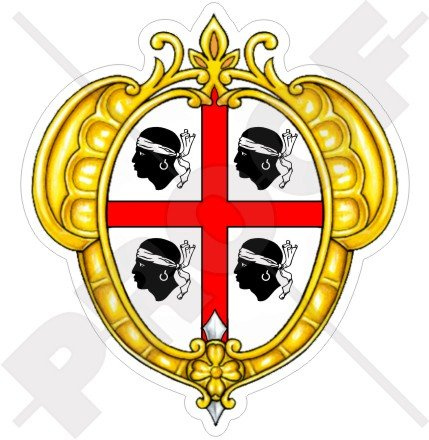SARDEGNA Stemma Sardo Distinivo Cresta Italia Italiano 95mm (3.7) Adesivo in Vinile Sticker Decalcomania