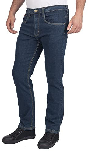 Lee Cooper LCPNT219 Jeans da lavoro da uomo in denim elasticizzato 5 tasche con lavaggio, Blu Navy, 38W / 29L