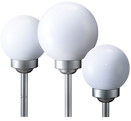 LED Solarleuchten Gartendeko Kugelleuchten, IP44 Wasserdicht, Wegleuchten, AKKU ca. 8hrs, Weiß, 3er SET